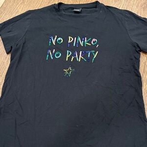 Pinko Black Womens Short Sleeve Shirt with Colorful Text Design